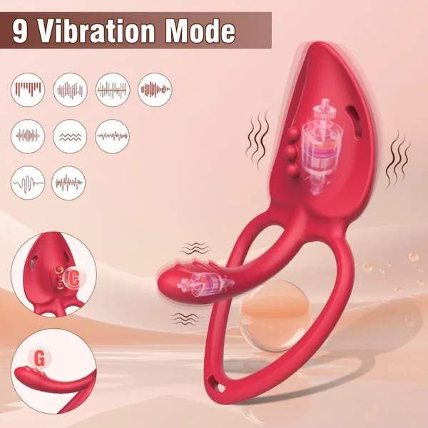 Vibrating Cock Ring with Rose Magic Wand – Strap-On Compatible Oral Sex Toys for Man & Women