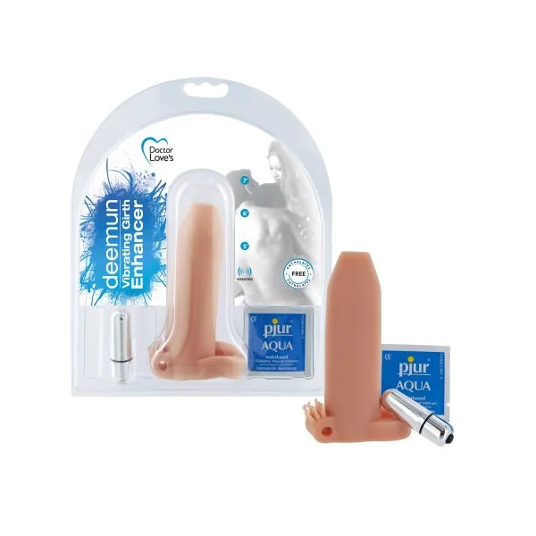 VIBRATING DEEMUN EXTRA GIRTH ENHANCER 6 x 2IN LIGHT FLESH