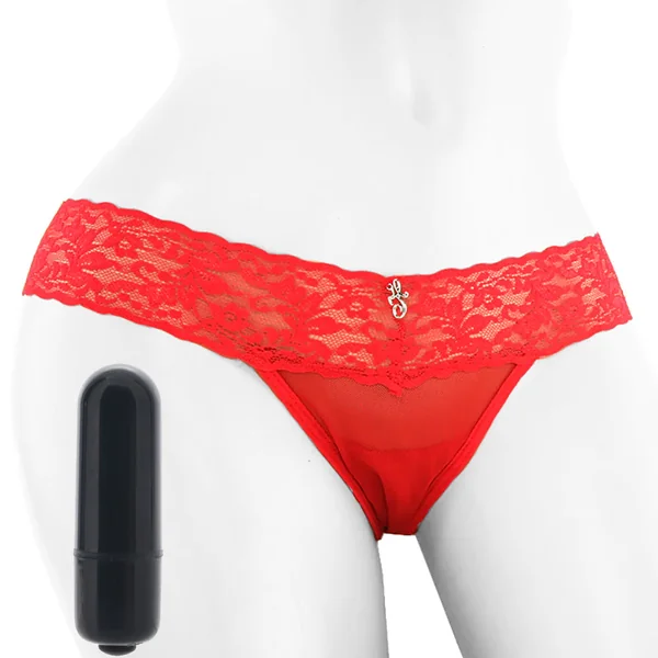 Vibrating Panties with Hidden Vibe Pocket Red /L