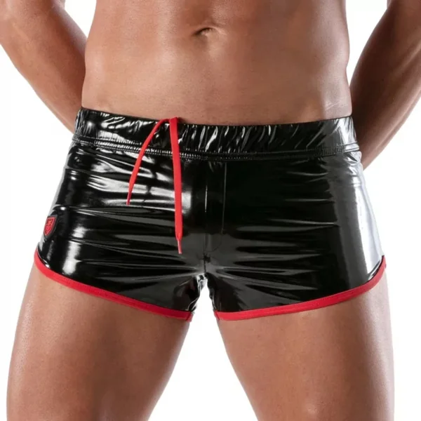 Vinyl Fetish Shorts Black/Red – Size : M