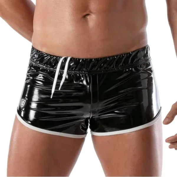 Vinyl Fetish Shorts Black/White – Size XL
