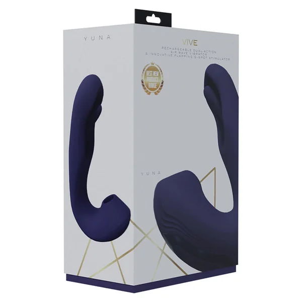 Vive Yuna Rechargeable Dual Action Airwave Vibrator- Purple