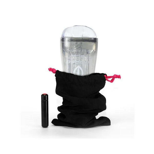 (WD) CYBERSKIN RELEASE DEEP PU STROKER CLEAR VIBRATING
