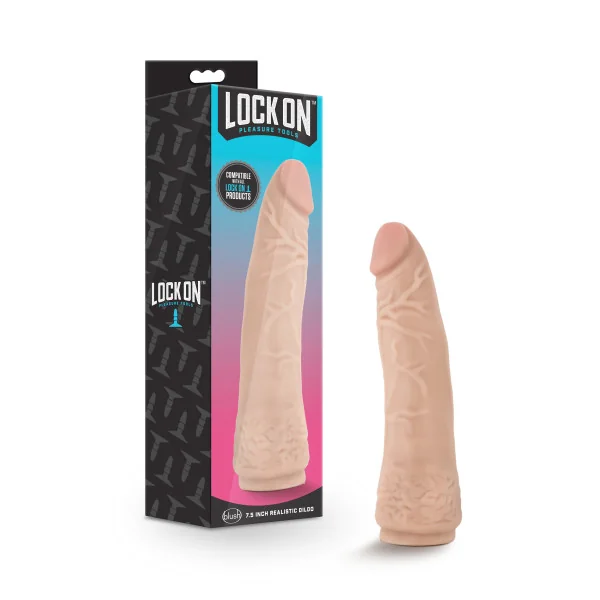 (WD) LOCK ON 7.5IN REALISTIC L ON DILDO VANILLA
