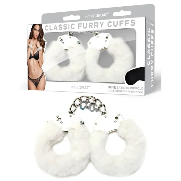WhipSmart Classic Furry Cuffs – White-(ws1503)