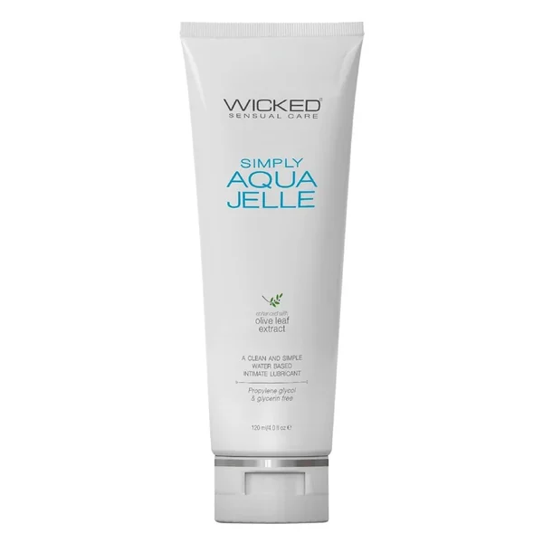 Wicked Simply Aqua Jelle Water Based Lubricant with Olive Leaf Extract 4oz Tube