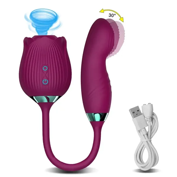 Wiggling Vibrating Sucking Rose Toy For Women Licking Clitoris Stimulation