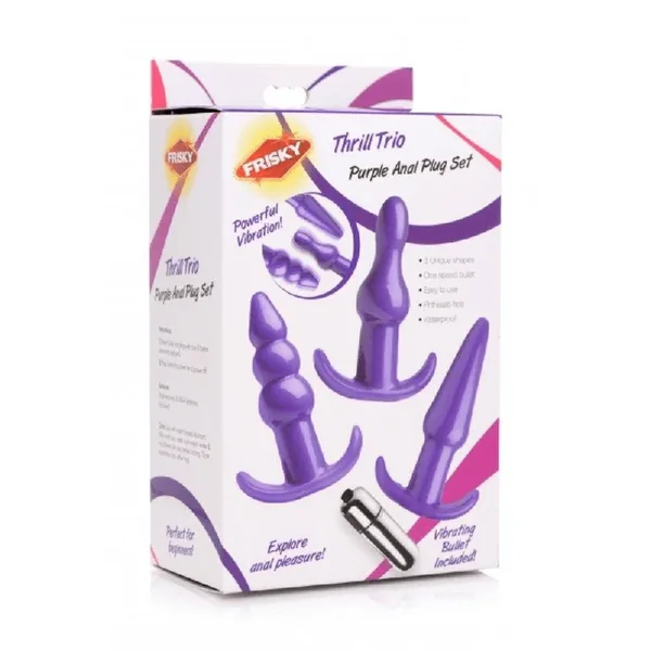 XR Brands Frisky Thrill Trio Purple Anal Plug Set