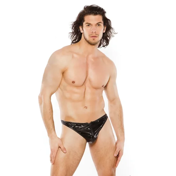 Zeus – Wet Look Men’s Zipper Thong