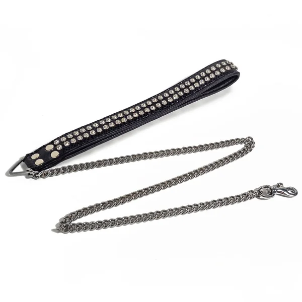 Zorba Patent Leather Snakeskin & Diamante Chain Leash