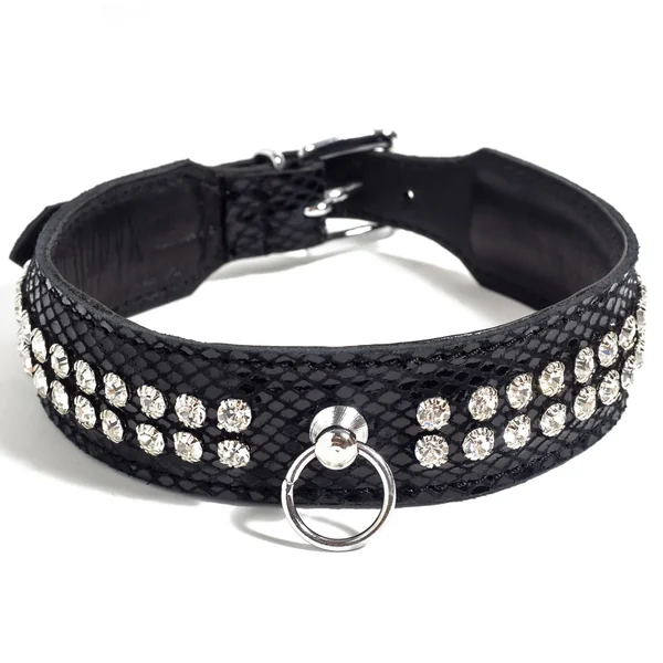 Zorba Patent Leather Snakeskin & Diamante Collar